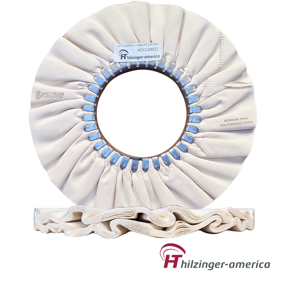 12" x 5" Premium 60/60 Untreated Fine Mirror Finishing Airway Buffing Wheel (#3, 24 ply)