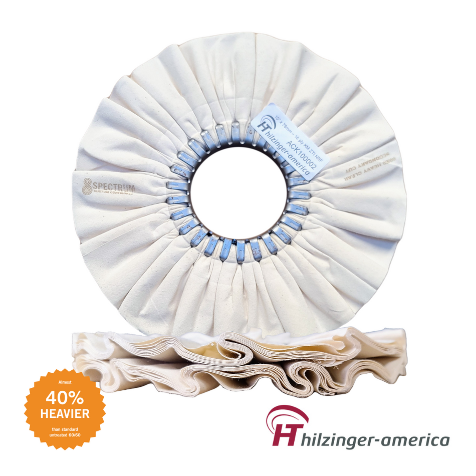 10" x 3" Premium 60/60 Heavy Weight Clear Mill Secondary Cut Airway Buffing Wheel (#4, 16 ply)