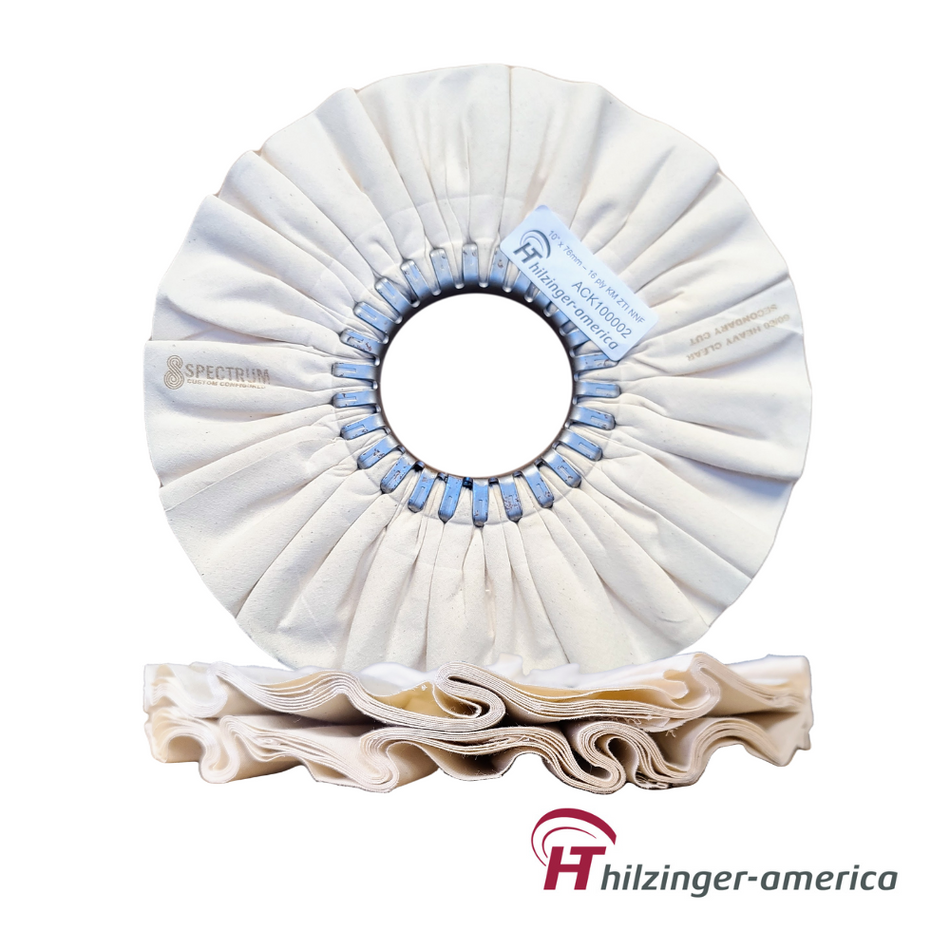 10" x 3" Premium 60/60 Heavy Weight Clear Mill Secondary Cut Airway Buffing Wheel (#4, 16 ply)