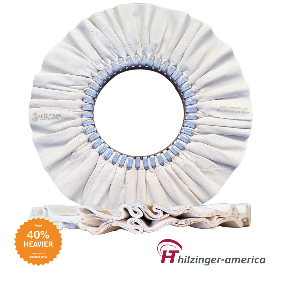 12" x 5" Premium 60/60 Heavy Weight Clear Mill Secondary Cut Airway Buffing Wheel (#4, 16 ply)