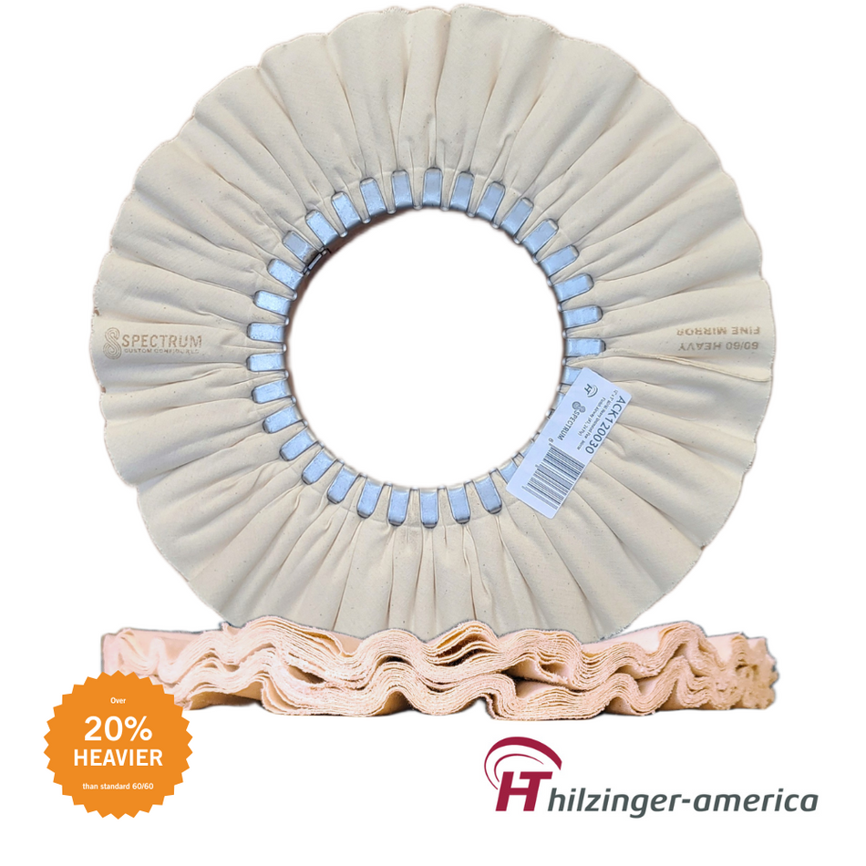 12" x 5" Premium 60/60 Heavy Weight Untreated Fine Mirror Finishing Airway Buffing Wheel (#3, 24 ply)