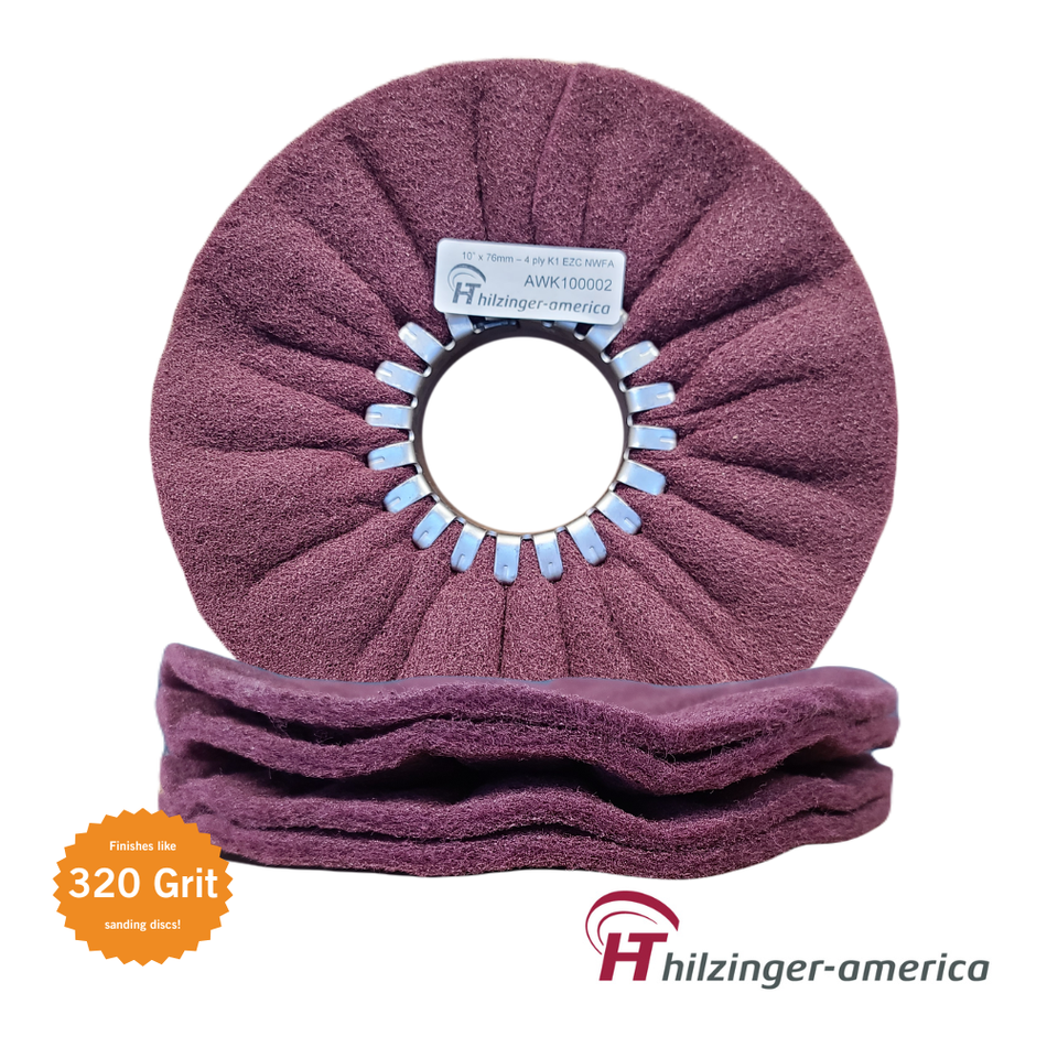 10" x 3" Premium Non-Woven Abrasive Satin Airway Wheel (Fine, 4 Ply)