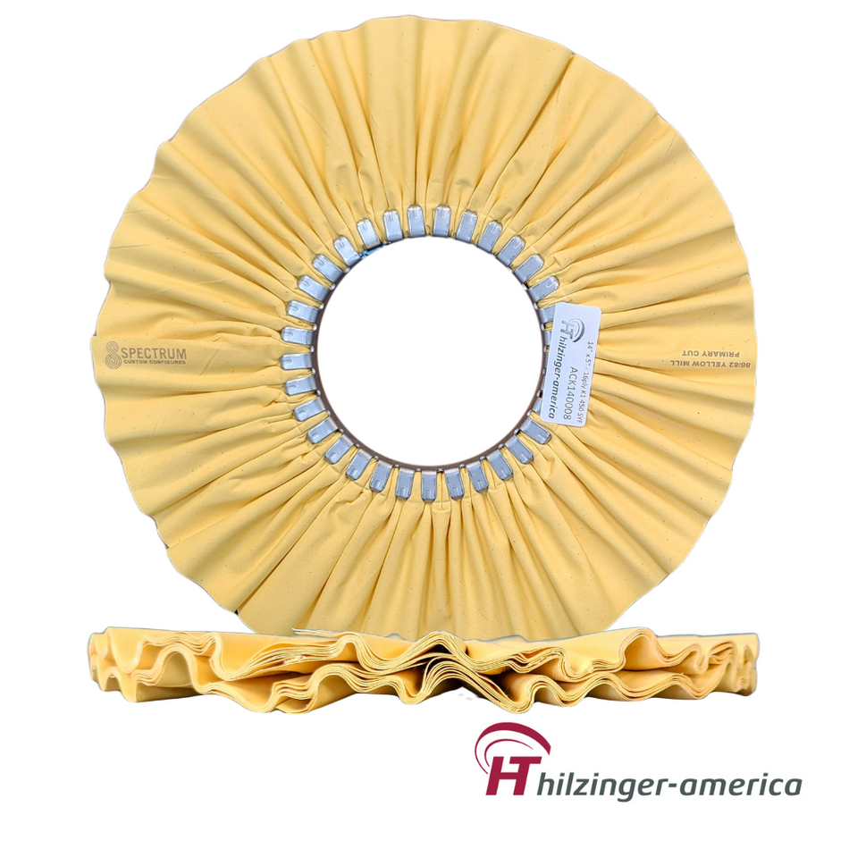 14" x 5" Premium Yellow Primary Cut Airway Buffing Wheel (#4, 16 ply)