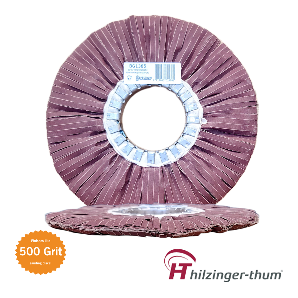 10" x 3" Premium Coated Abrasive Strip Ring Airway Buffing Wheel (320 Grit)