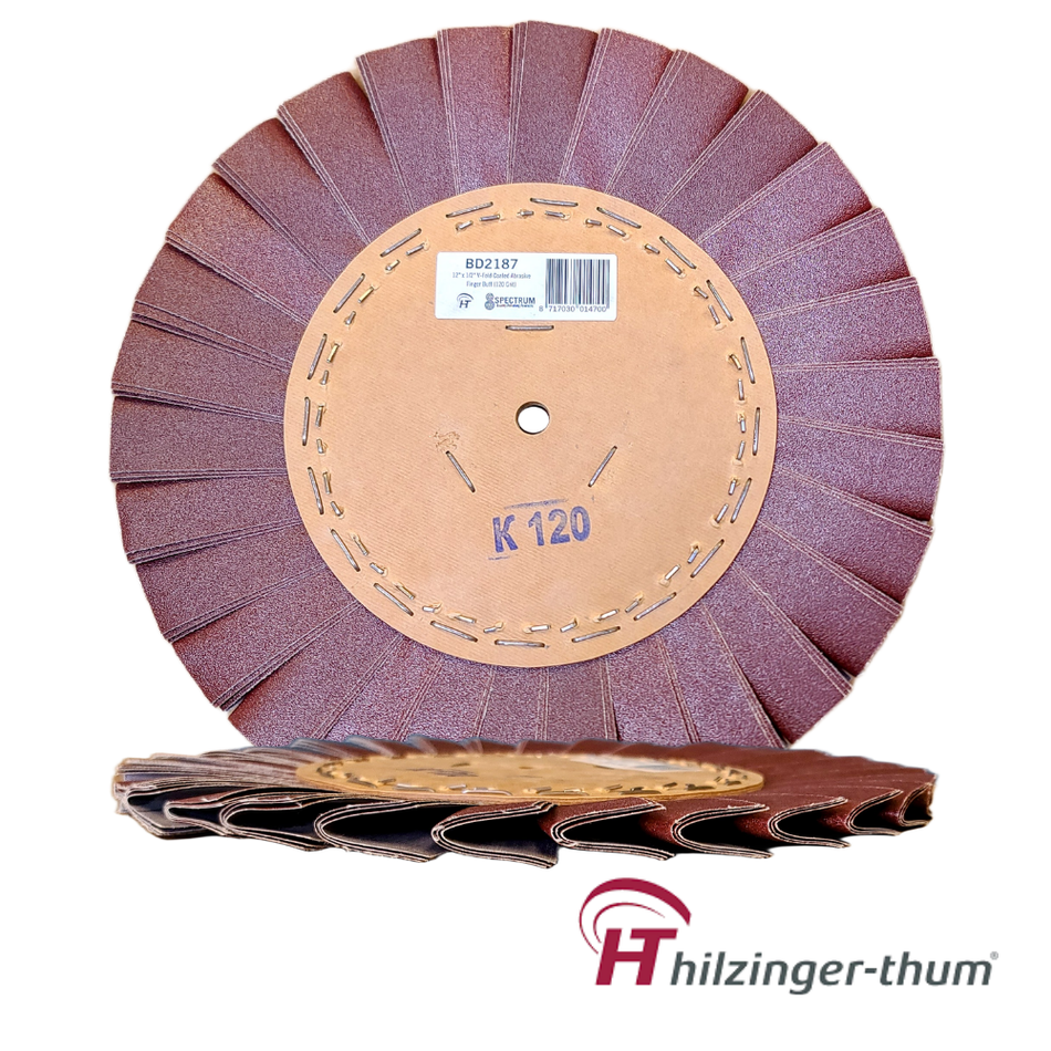 12" x 5" x 5/8"AH Premium Coated Abrasive V-Fold Abrasive Finger Buffing Wheel (120 Grit)