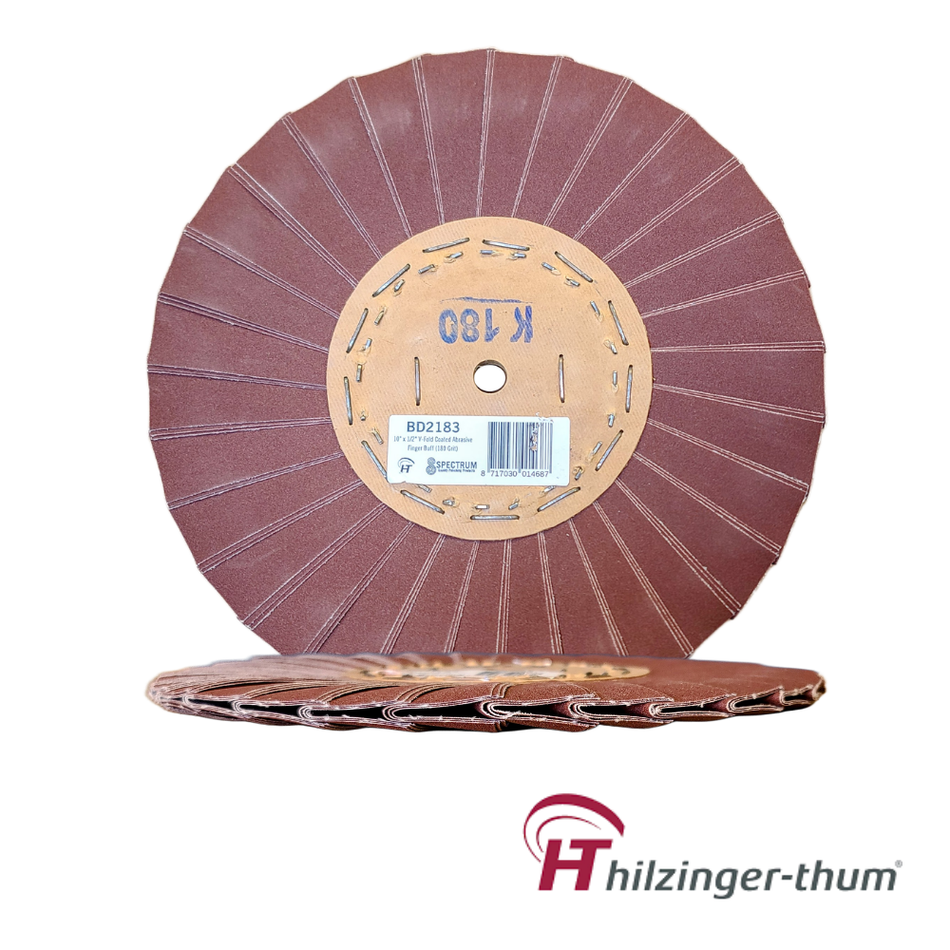 10" x 3" x 5/8"AH Premium Coated Abrasive V-Fold Abrasive Finger Buffing Wheel (180 Grit)