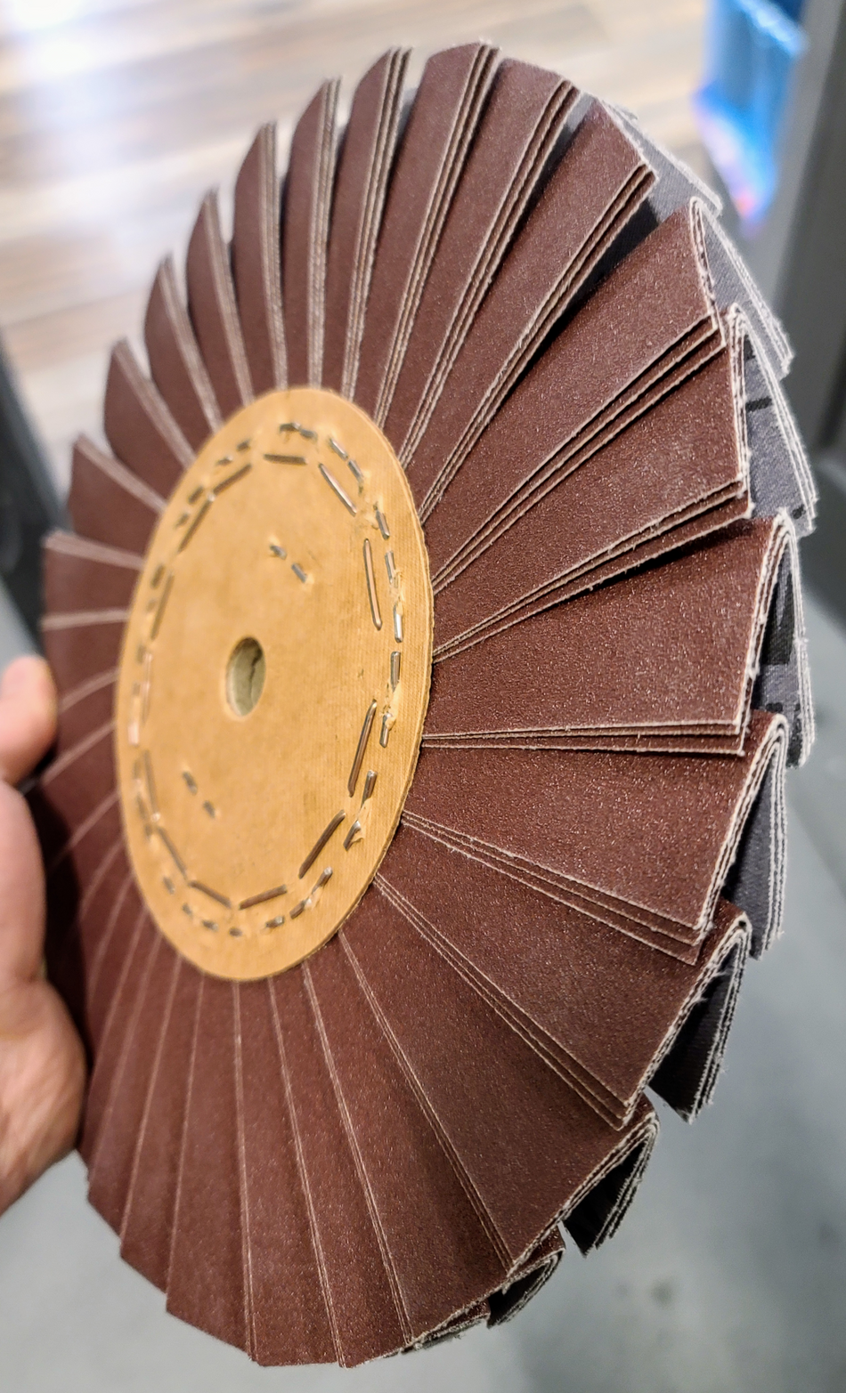 10" x 3" x 1/2"AH Premium Coated Abrasive V-Fold Abrasive Finger Airway Buffing Wheel (120 Grit)